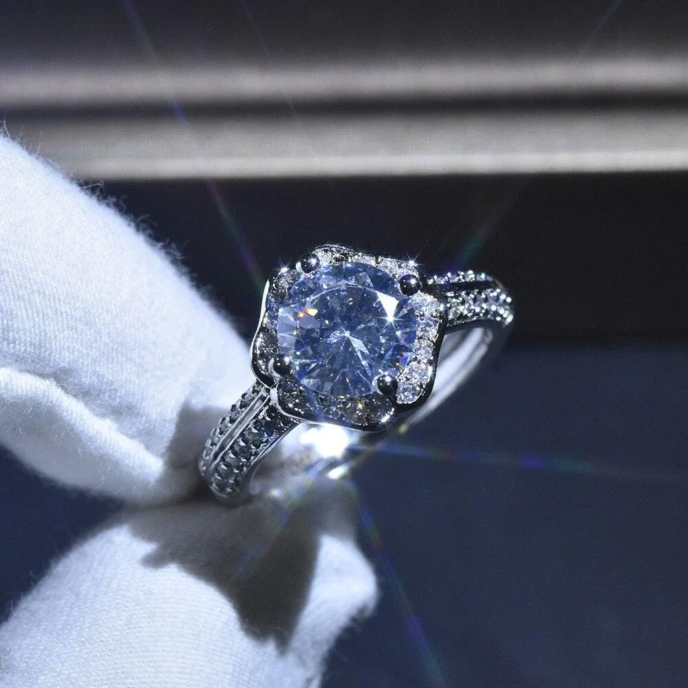 Charming New Luxury Plum Round Cut Resizable AAA  Cz Diamonds Fashion Rings