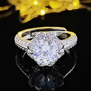 Charming New Luxury Plum Round Cut Resizable AAA  Cz Diamonds Fashion Rings