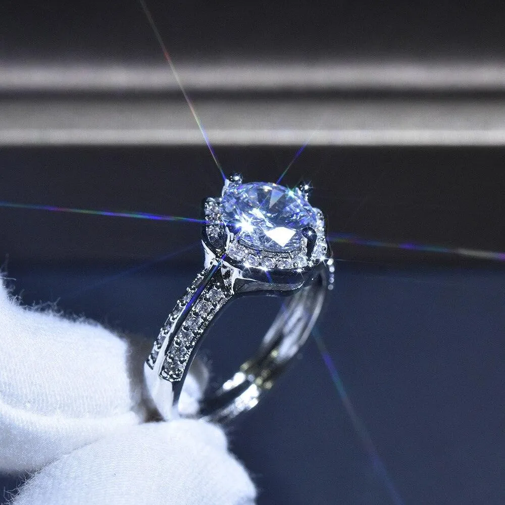 Charming New Luxury Plum Round Cut Resizable AAA  Cz Diamonds Fashion Rings