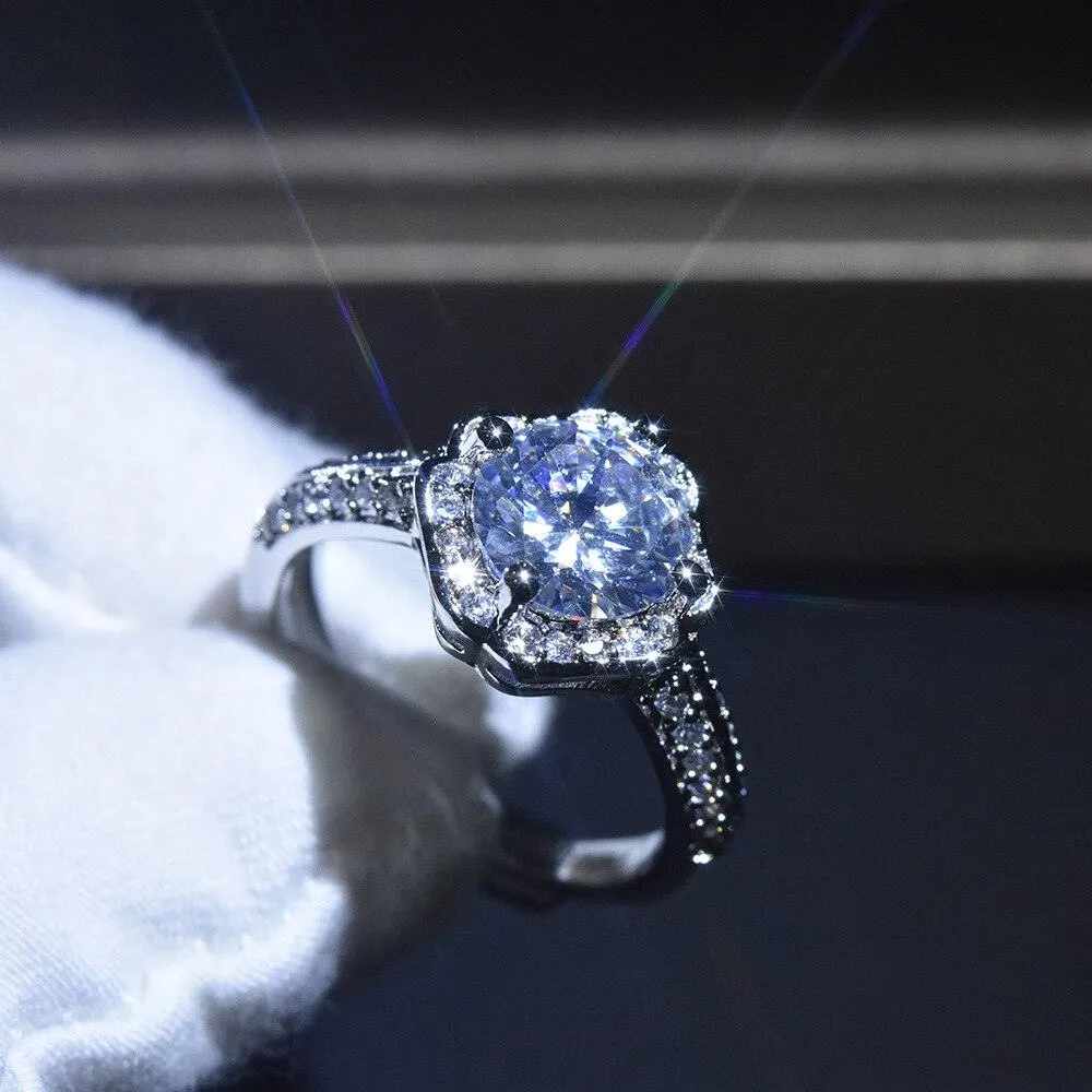 Charming New Luxury Plum Round Cut Resizable AAA  Cz Diamonds Fashion Rings