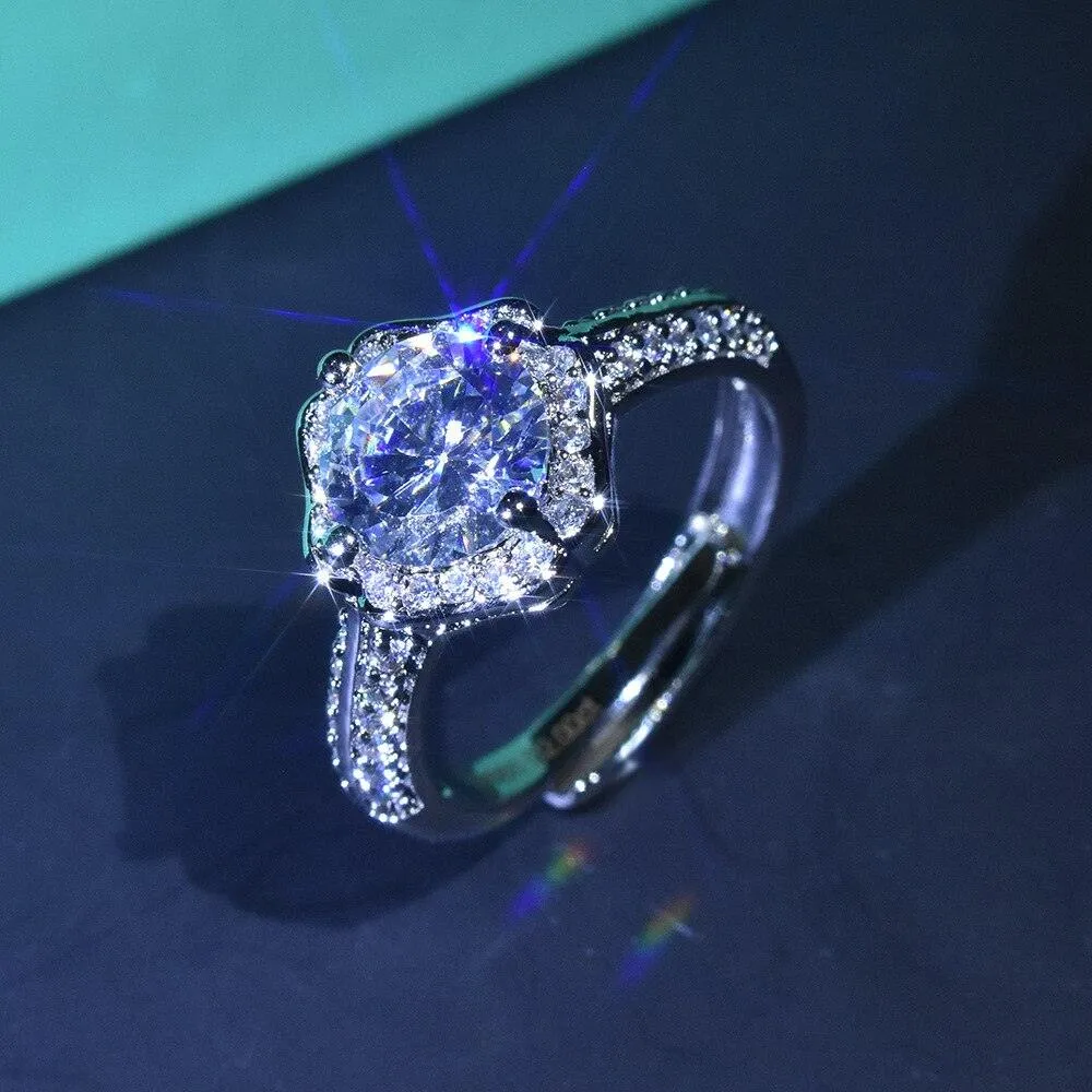 Charming New Luxury Plum Round Cut Resizable AAA  Cz Diamonds Fashion Rings