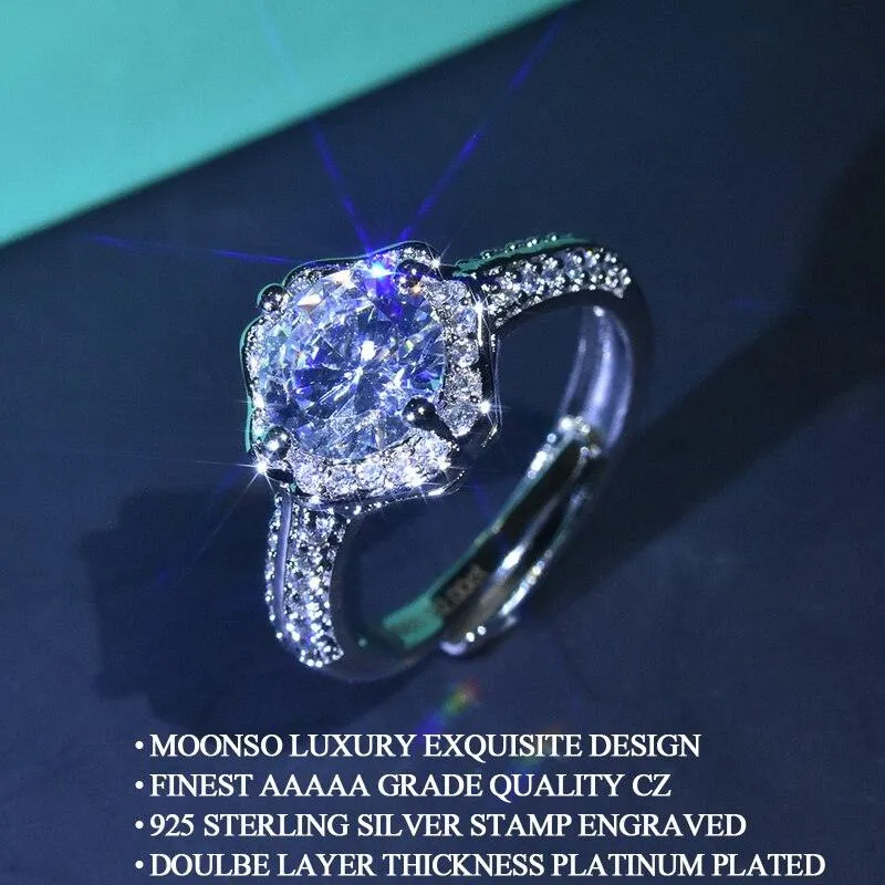 Charming New Luxury Plum Round Cut Resizable AAA  Cz Diamonds Fashion Rings