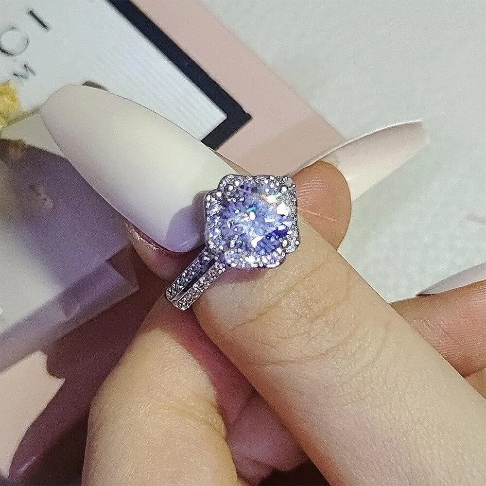 Charming New Luxury Plum Round Cut Resizable AAA  Cz Diamonds Fashion Rings