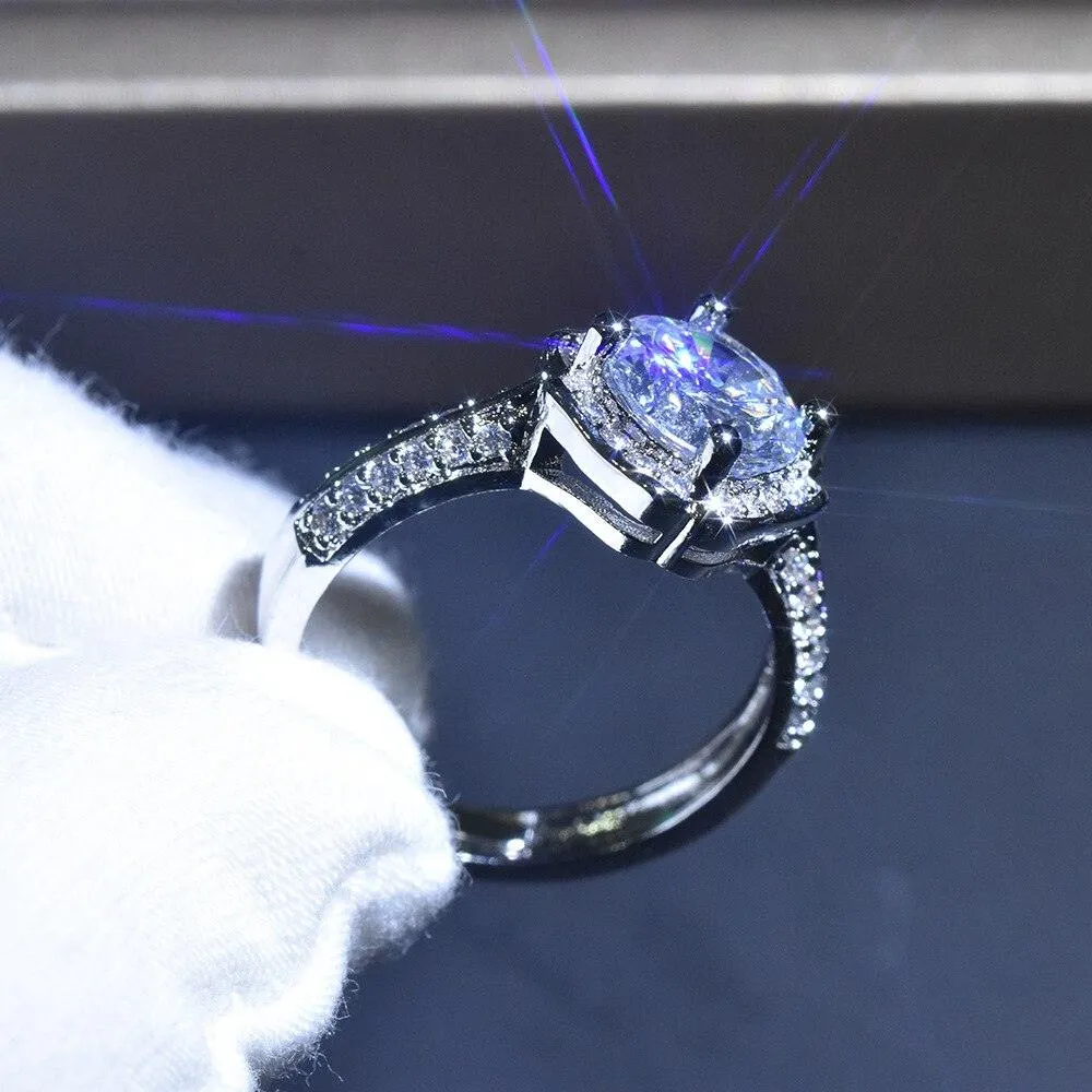 Charming New Luxury Plum Round Cut Resizable AAA  Cz Diamonds Fashion Rings