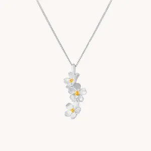 Cherry Blossom Cascade Silver Pendant With Chain