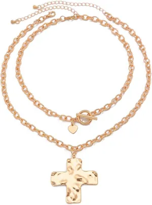 Chunky Cross Necklaces for Women Big Cross Necklace Gold Cross Necklace Chunky Silver Necklace Trendy Statement Jewelry