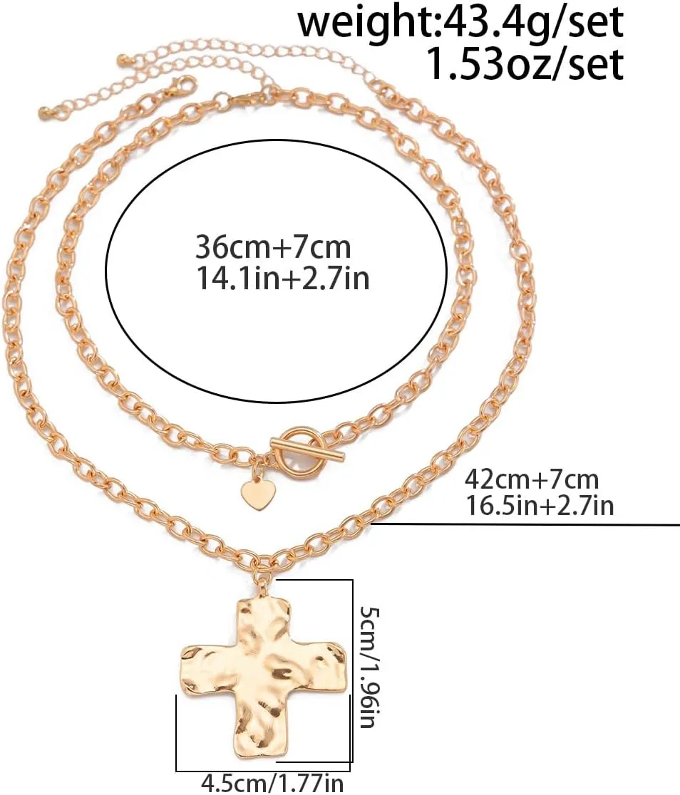 Chunky Cross Necklaces for Women Big Cross Necklace Gold Cross Necklace Chunky Silver Necklace Trendy Statement Jewelry