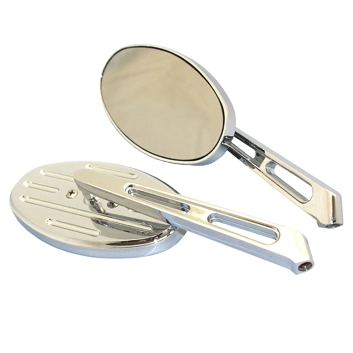 Cipa USA 01932 Motorcycle Oval Dashed Lines Mirror Kit; Chrome [Left And Right Side];