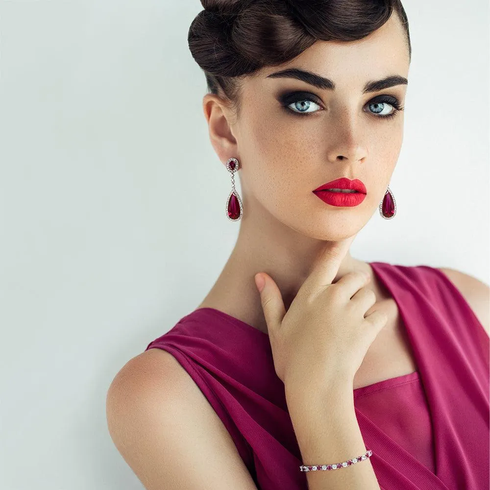 Classic Art Deco CZ Dangle Chandelier Earrings for Bridal Party Prom Silver