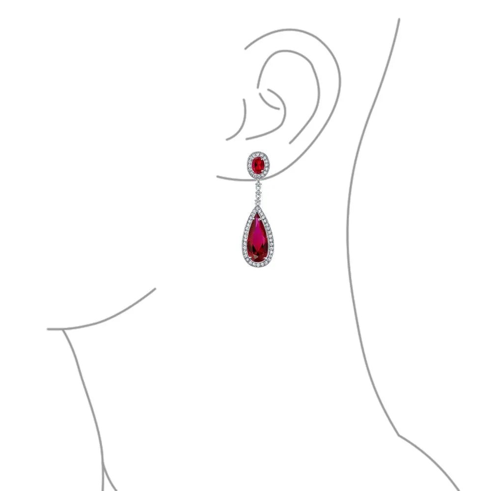 Classic Art Deco CZ Dangle Chandelier Earrings for Bridal Party Prom Silver
