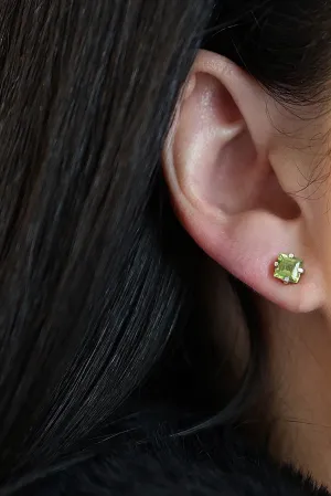 Classic Peridot Square Stud Earrings