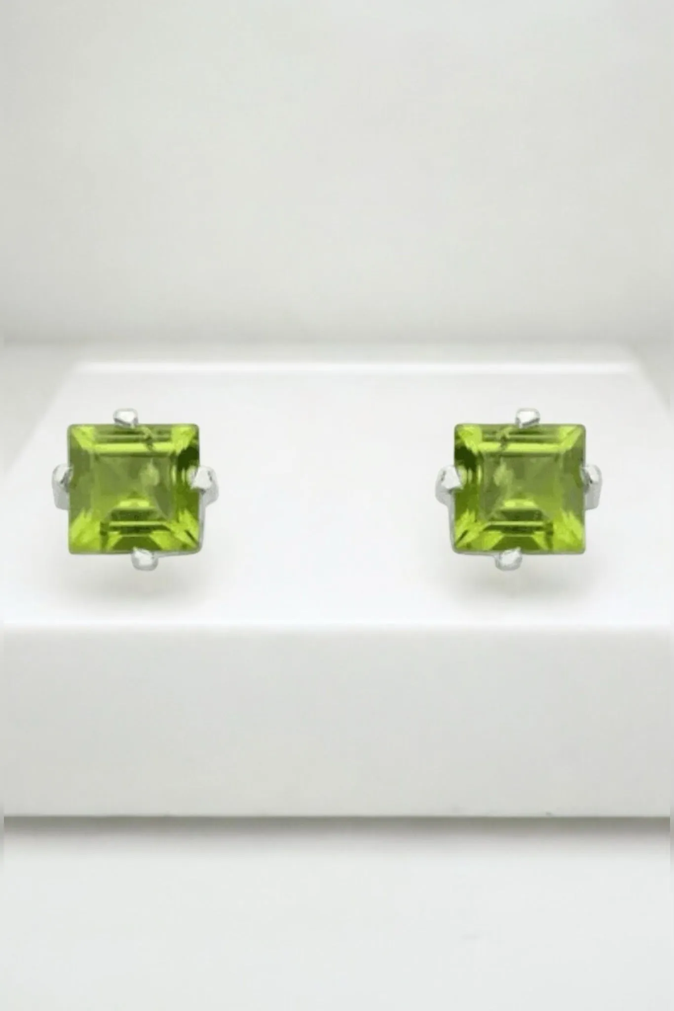Classic Peridot Square Stud Earrings