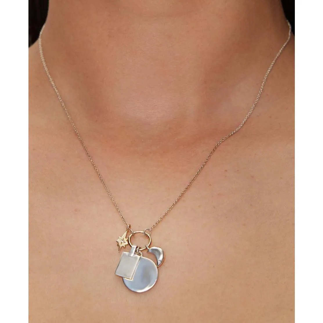 Classic Silver   10k Gold Charms Necklace