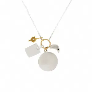 Classic Silver   10k Gold Charms Necklace