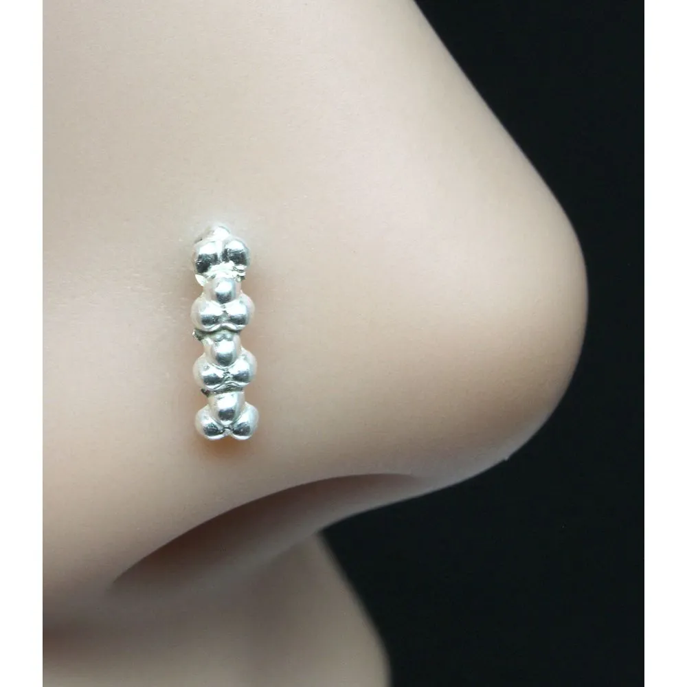 Classic Sterling Silver Nose pin with Push Pin