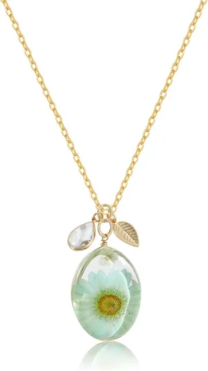 CLASSYZINT Handmade Heart Dry Pressed Flower Pendant Necklaces