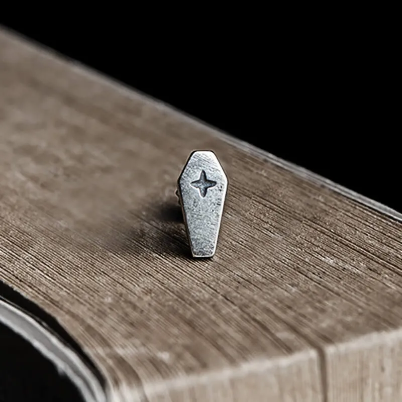 Coffin Shaped Gothic Style Statement Studs For Women - 925 Sterling Silver Studs