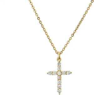 COLORFUL BLING Dainty Cubic Zircon Cross Necklace Choker Faith Crucifix Sideways Pendant Necklace for Women Gold Silver Cross Jewelry