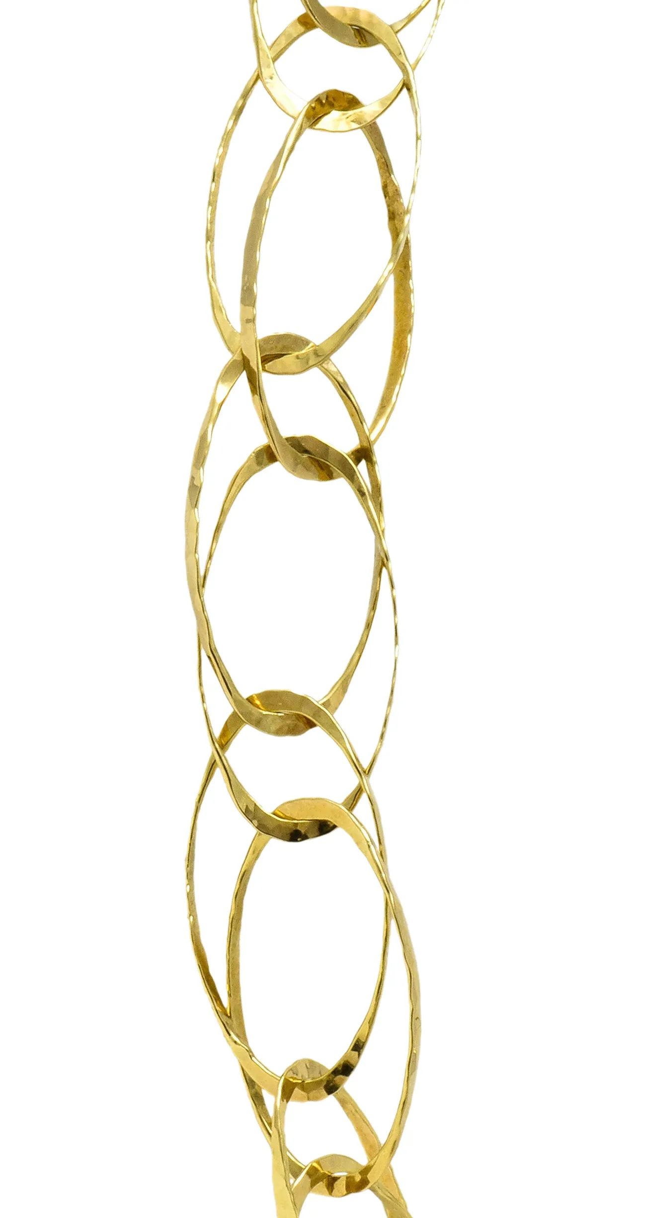 Contemporary 18 Karat Gold Hammered Link Necklace