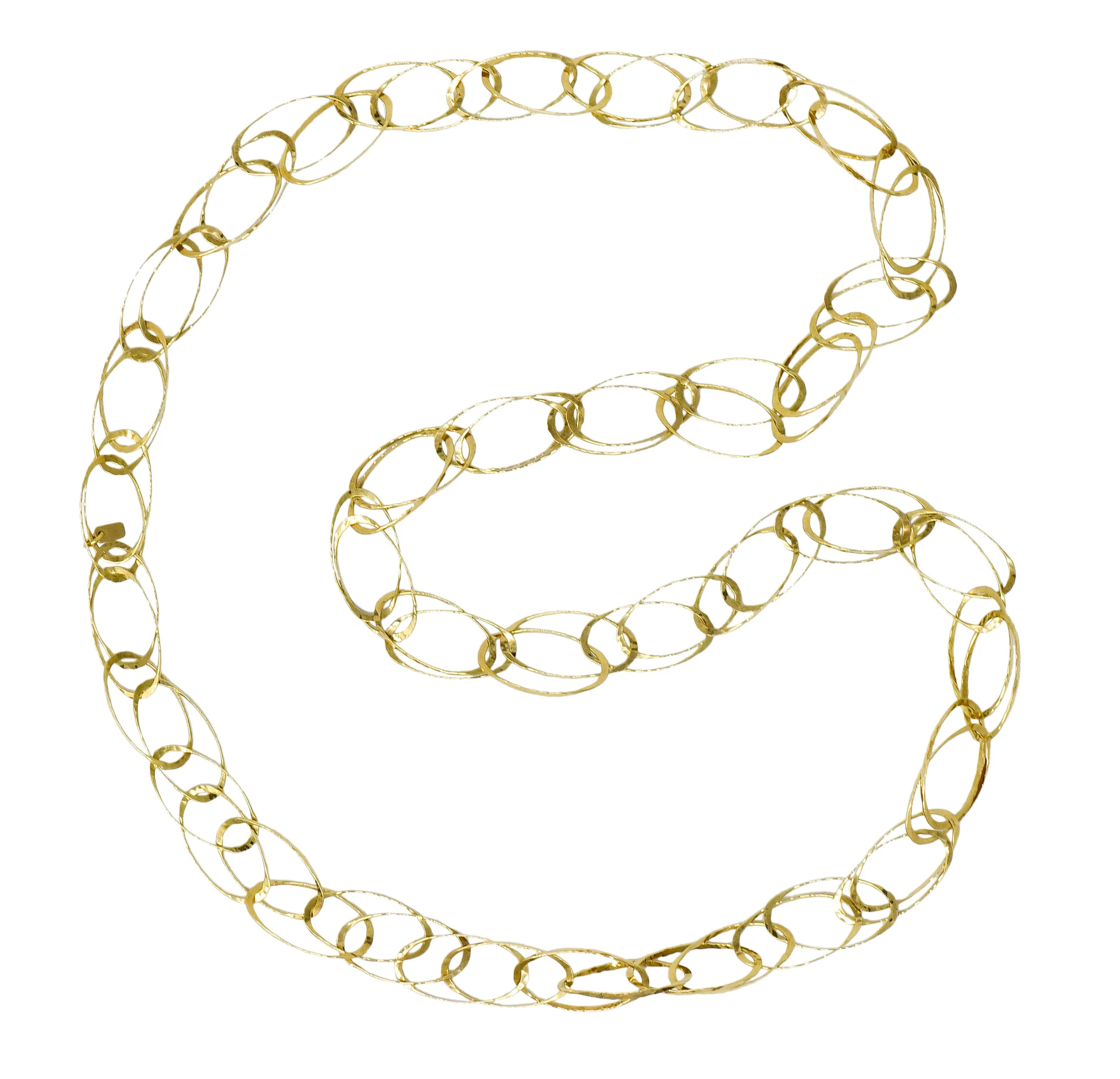 Contemporary 18 Karat Gold Hammered Link Necklace
