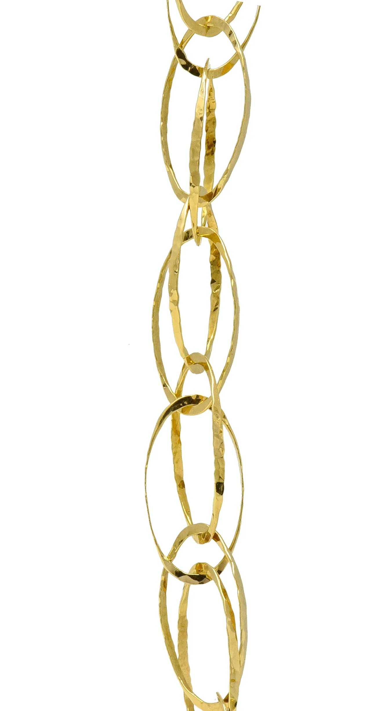 Contemporary 18 Karat Gold Hammered Link Necklace