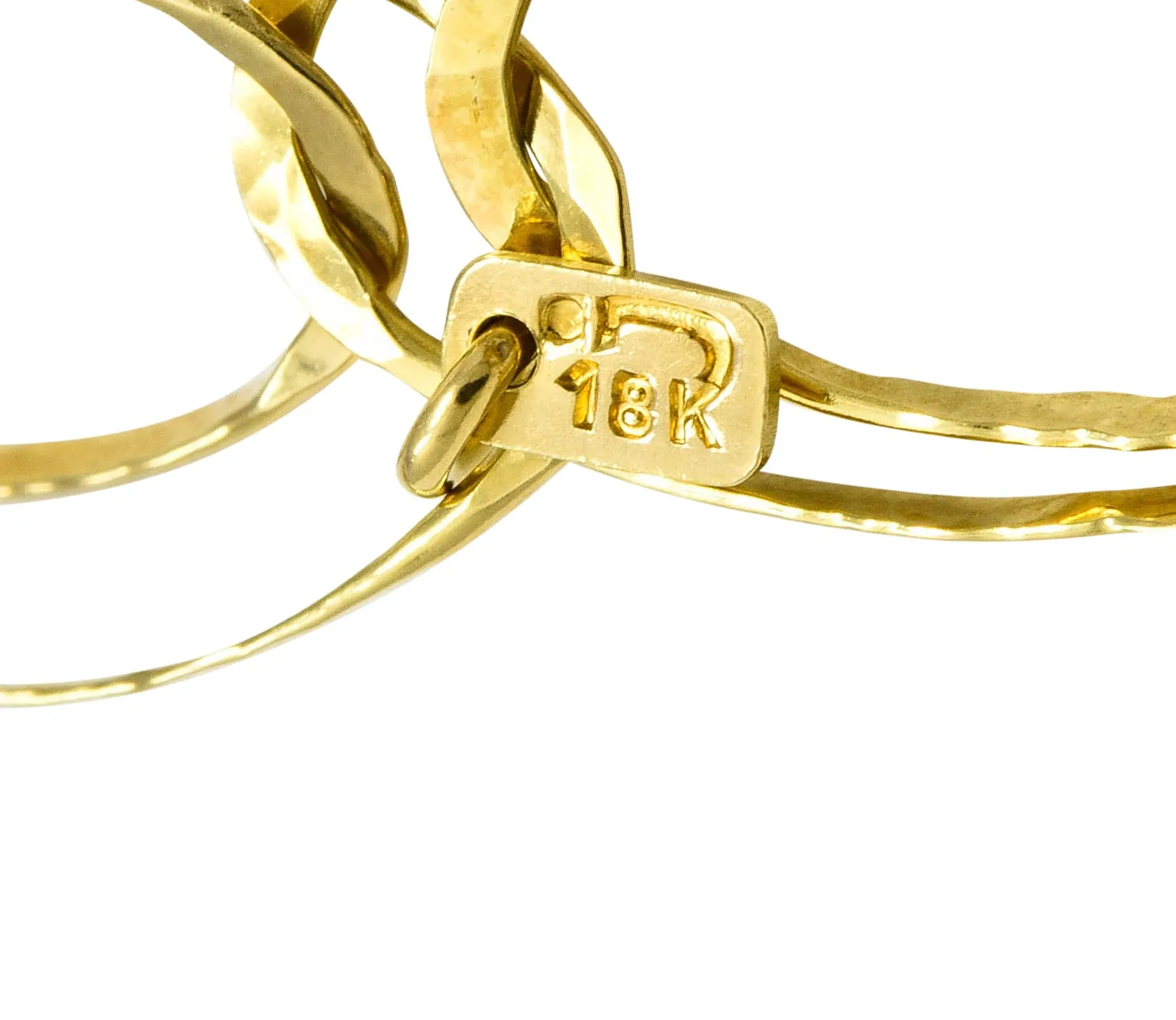Contemporary 18 Karat Gold Hammered Link Necklace