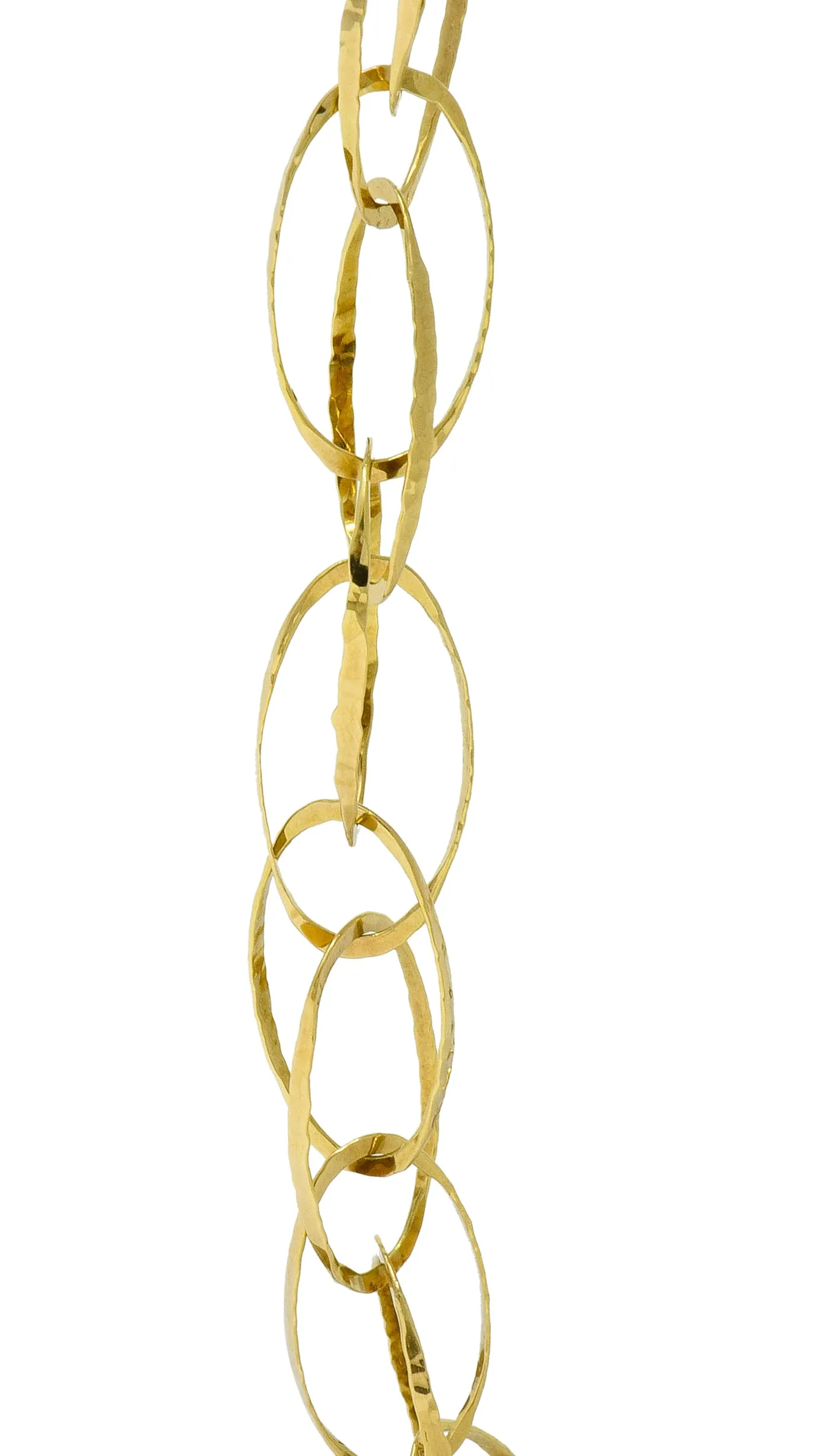 Contemporary 18 Karat Gold Hammered Link Necklace
