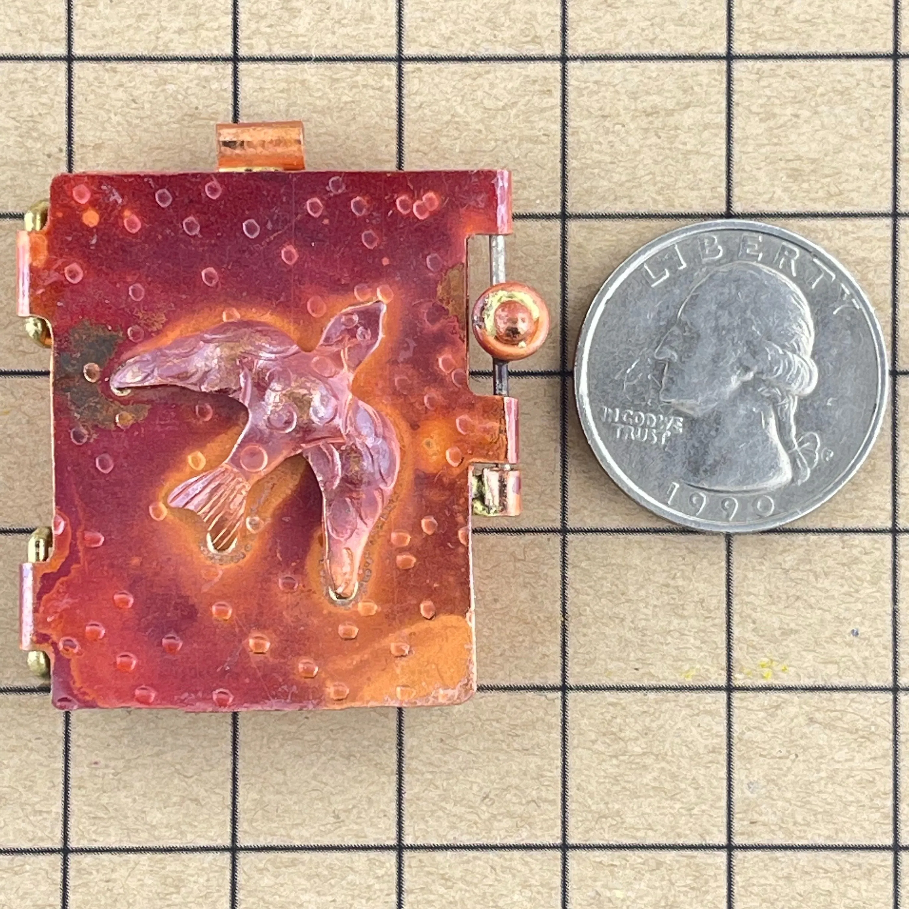 Copper Dove Locket - Pendant for Necklace