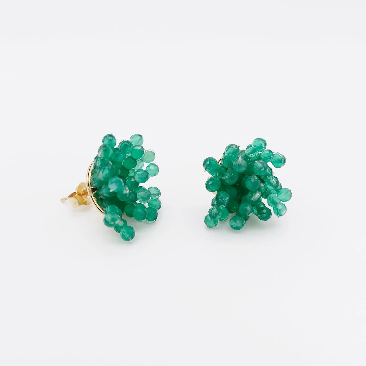 Coral Green Onyx Pierced earrings