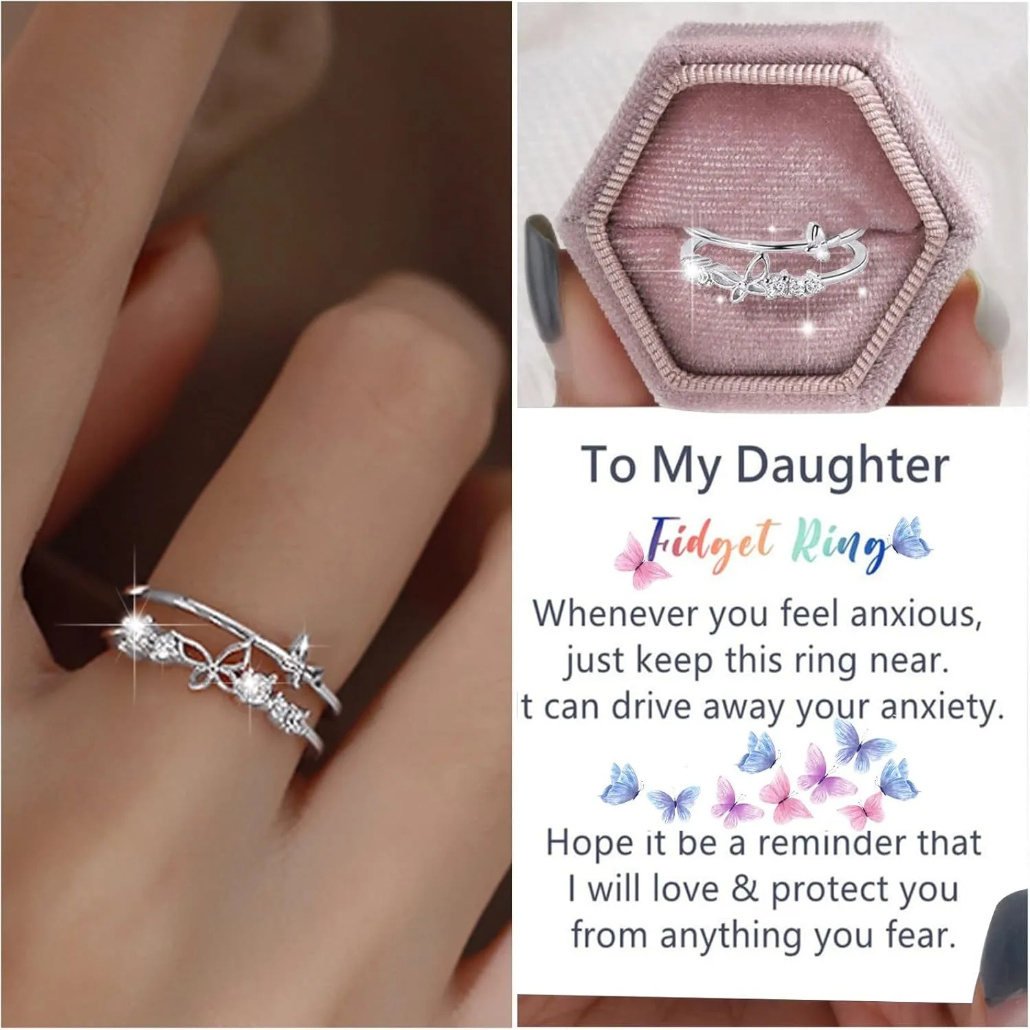 Couple Matching Rings For Man Woman Custom Adjustable Sun Moon Ring Set Angel Devil Heart Rate Rings for Women