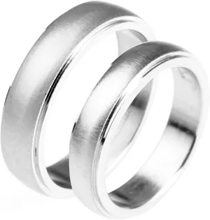 Couple Ring Personalized Wedding Rings Couples,Couple Ring Stainless Steel Silver Ring with Brushed Round Anniversary Rings Couple