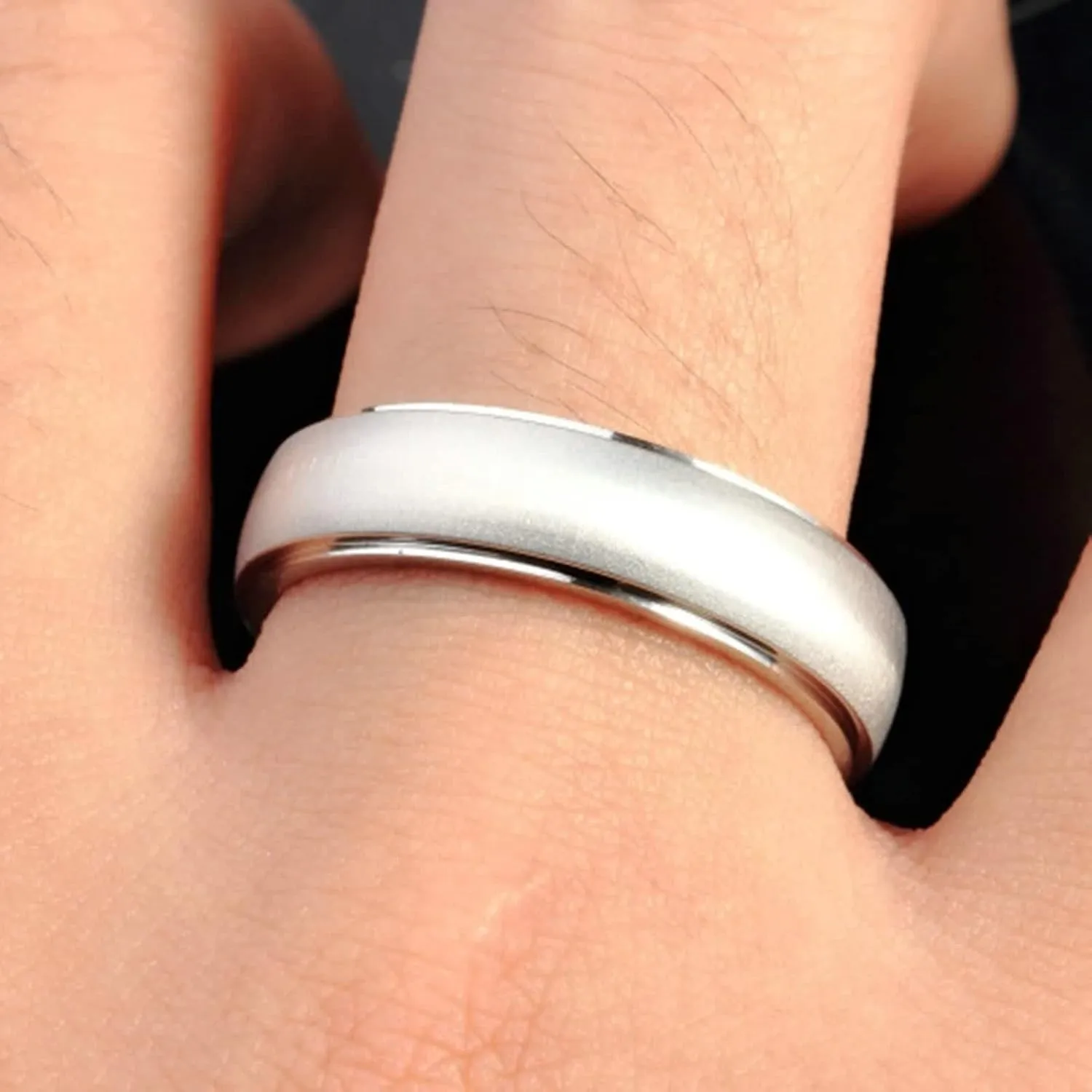 Couple Ring Personalized Wedding Rings Couples,Couple Ring Stainless Steel Silver Ring with Brushed Round Anniversary Rings Couple