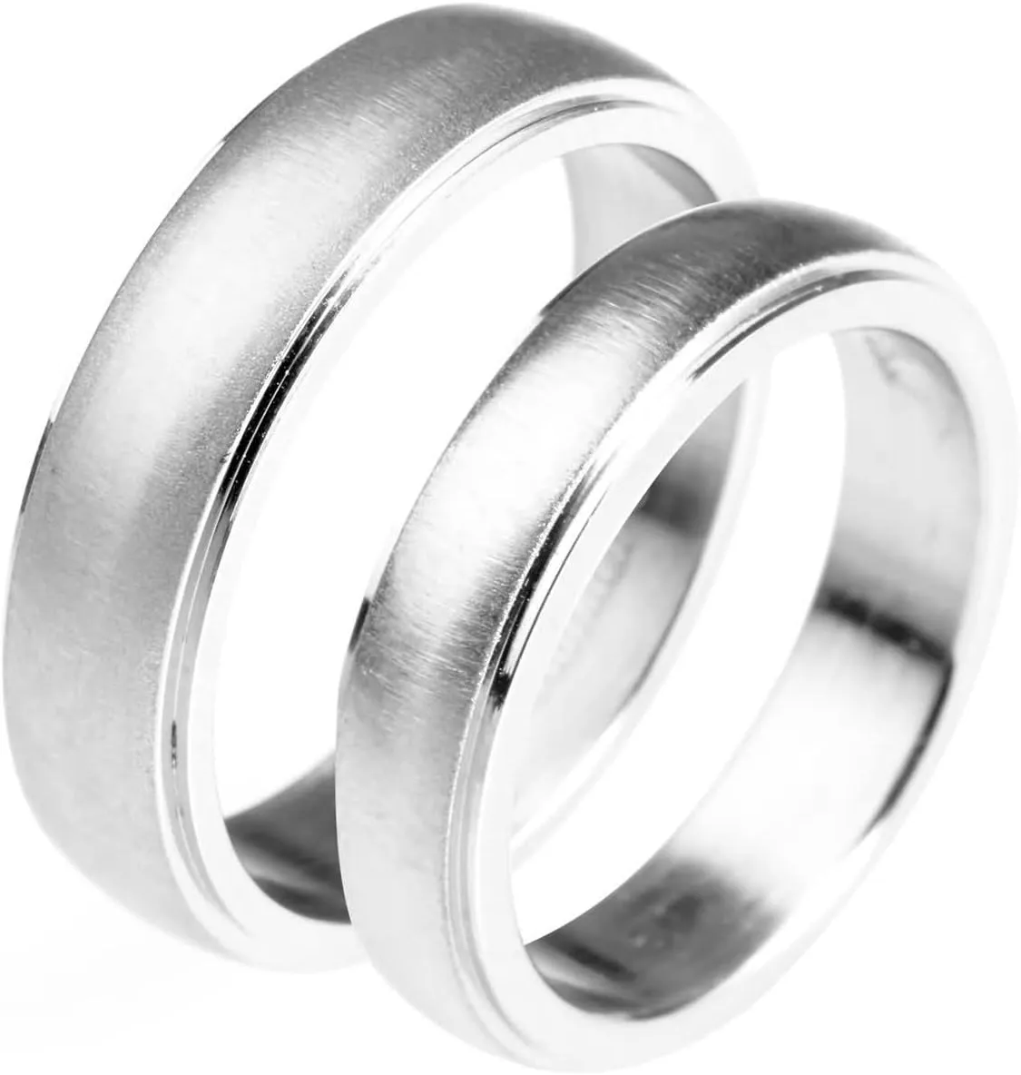 Couple Ring Personalized Wedding Rings Couples,Couple Ring Stainless Steel Silver Ring with Brushed Round Anniversary Rings Couple