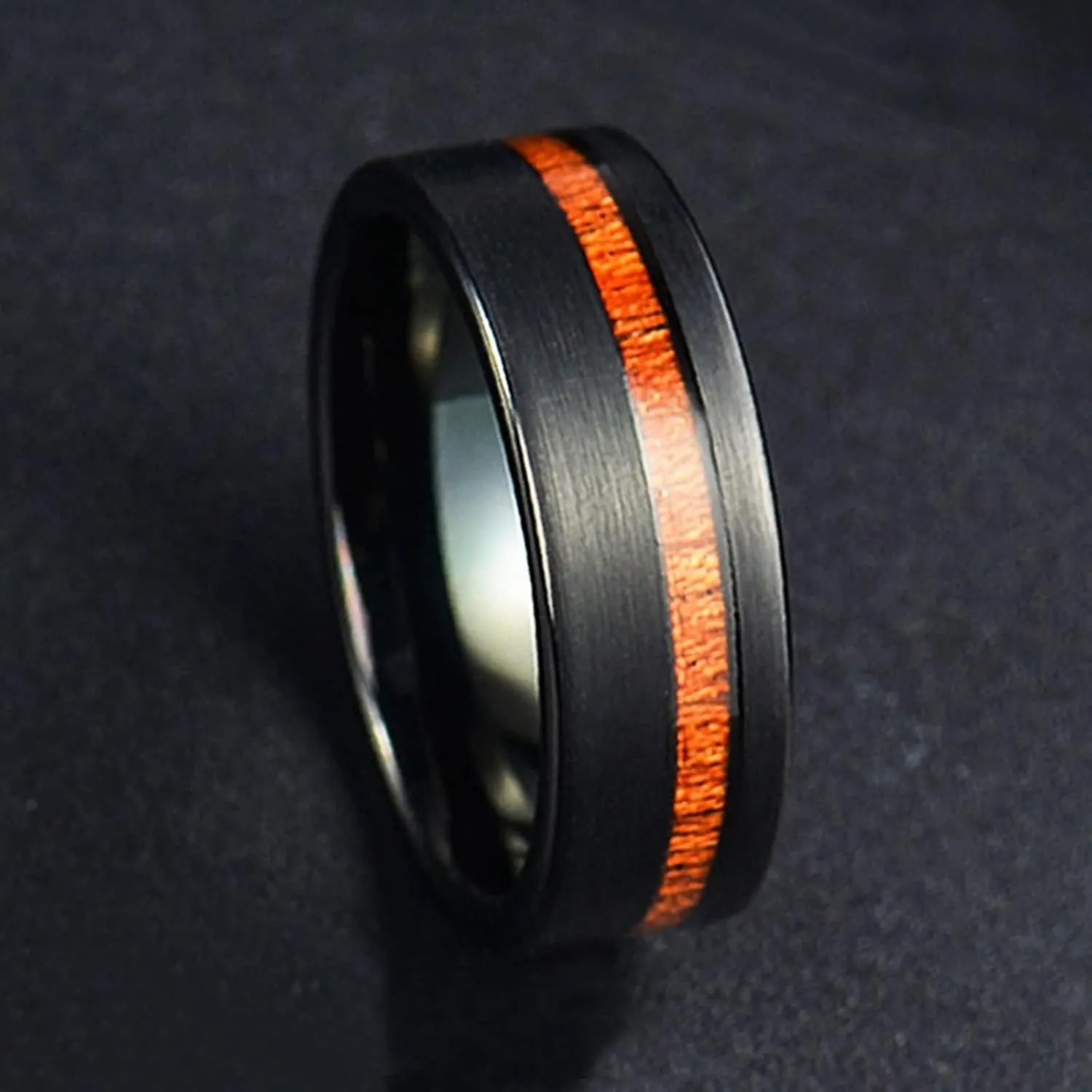 Couple Rings Customizable Eternity Ring for Couples,Stainless Steel Rings Couple 8MM Black Ring with Wood Grain Ring Couple