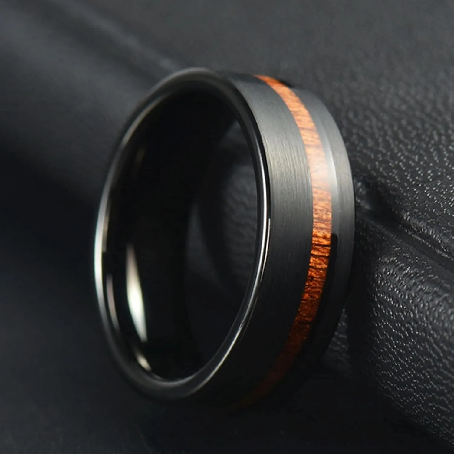 Couple Rings Customizable Eternity Ring for Couples,Stainless Steel Rings Couple 8MM Black Ring with Wood Grain Ring Couple