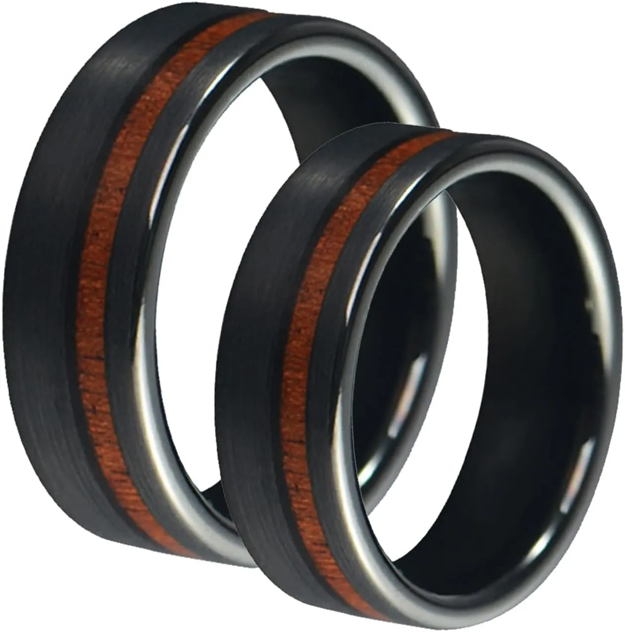 Couple Rings Customizable Eternity Ring for Couples,Stainless Steel Rings Couple 8MM Black Ring with Wood Grain Ring Couple