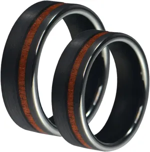 Couple Rings Customizable Eternity Ring for Couples,Stainless Steel Rings Couple 8MM Black Ring with Wood Grain Ring Couple