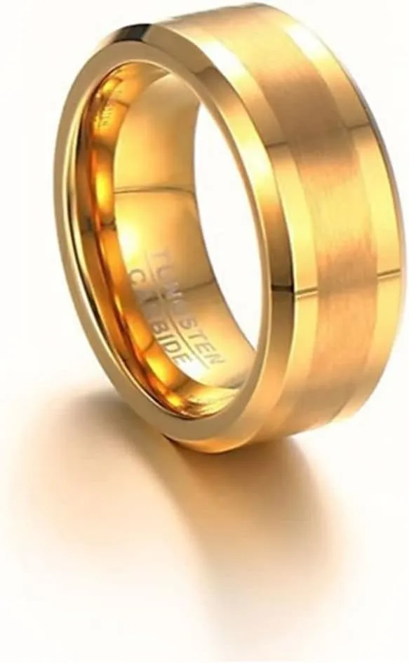 Couple Rings Customized Wedding Ring for Couple,Ring Tungsten Wedding 8MM Gold Ring with Round Wedding Rings Couple