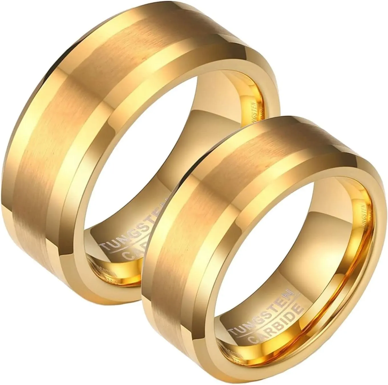 Couple Rings Customized Wedding Ring for Couple,Ring Tungsten Wedding 8MM Gold Ring with Round Wedding Rings Couple