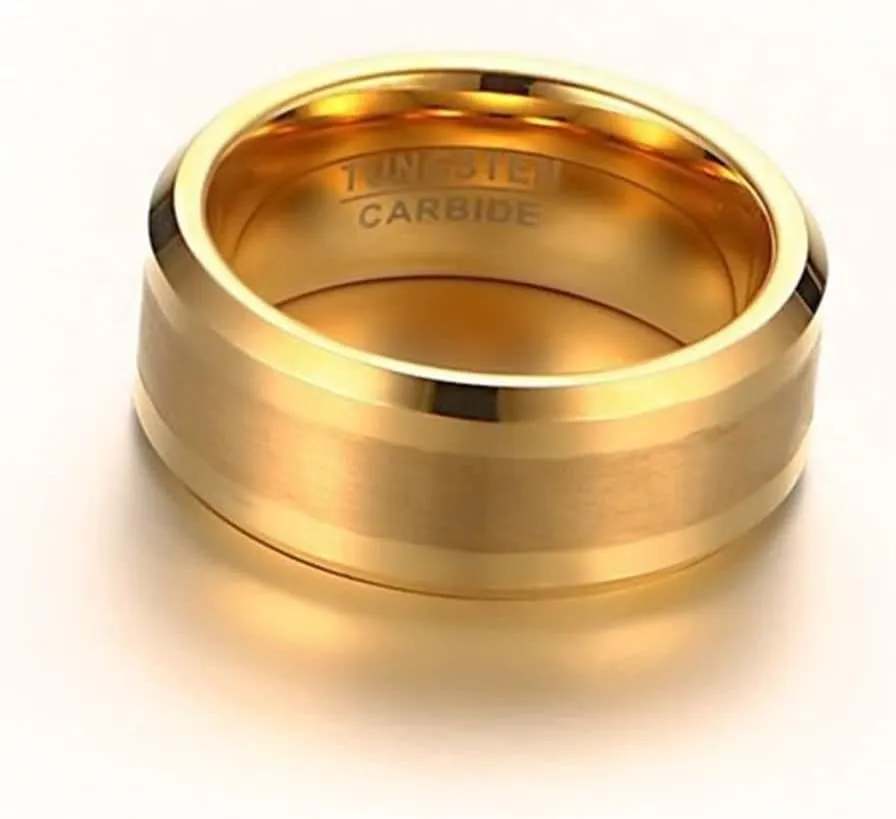 Couple Rings Customized Wedding Ring for Couple,Ring Tungsten Wedding 8MM Gold Ring with Round Wedding Rings Couple