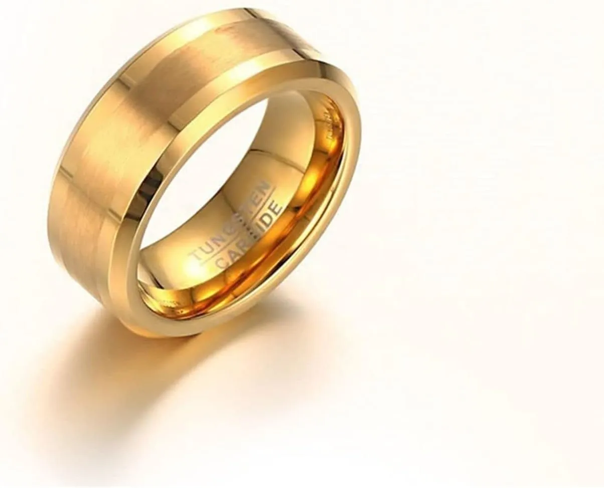 Couple Rings Customized Wedding Ring for Couple,Ring Tungsten Wedding 8MM Gold Ring with Round Wedding Rings Couple