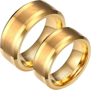 Couple Rings Customized Wedding Ring for Couple,Ring Tungsten Wedding 8MM Gold Ring with Round Wedding Rings Couple