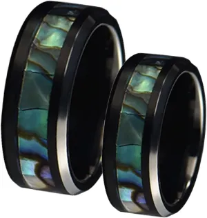 Couple Rings Engagement, Mens Tungsten Rings Black 8mm Ring Inlay Colorful Shell Engagement Couple Rings