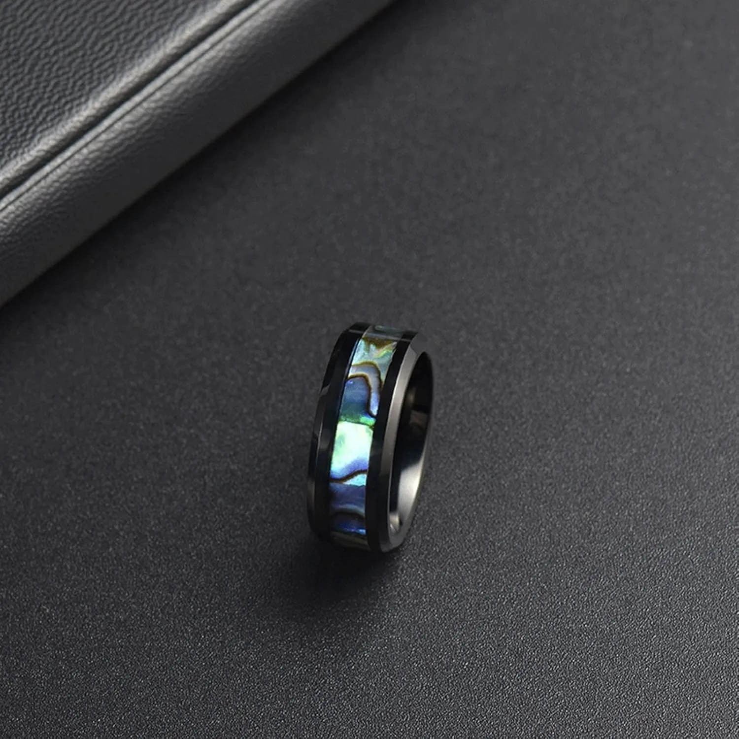 Couple Rings Engagement, Mens Tungsten Rings Black 8mm Ring Inlay Colorful Shell Engagement Couple Rings