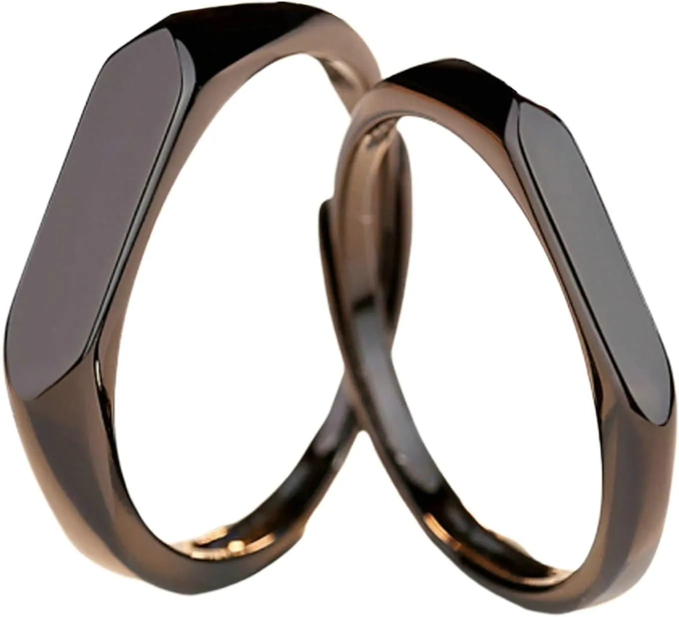Couple Rings for Him and Her Sets, 925 Sterling Silver Rings Promise Rings Custom Black Flat Ring