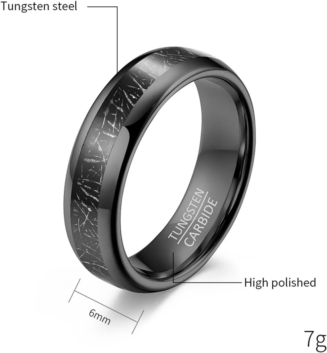 Couple Rings for Him and Her Sets, Tungsten Anniversary Rings for Couple Comfort Fit 6mm Black Ring Inlay Metal