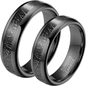Couple Rings for Him and Her Sets, Tungsten Anniversary Rings for Couple Comfort Fit 6mm Black Ring Inlay Metal