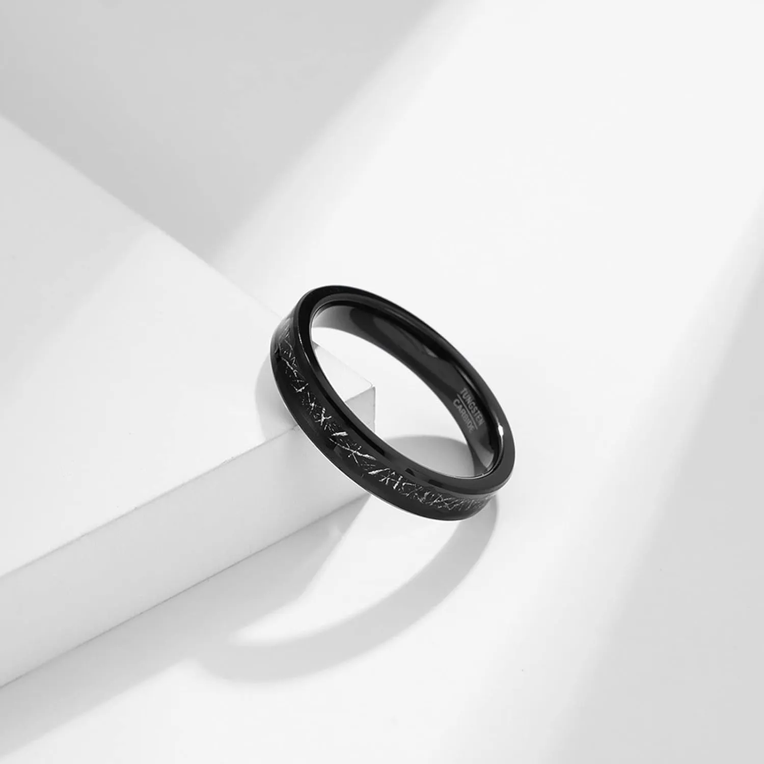 Couple Rings Matching, Tungsten Rings for Men Black 4mm Ring Inlay Metal Valentine's Day Couple Rings