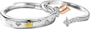 Couples Couple Rings,Set Love Women Promise,Couple Matching Rings For Woman Man Sun Moon Couple Matching Rings Open Adjustable Couple Friendship Stackable Ring Sets,prince And Rose
