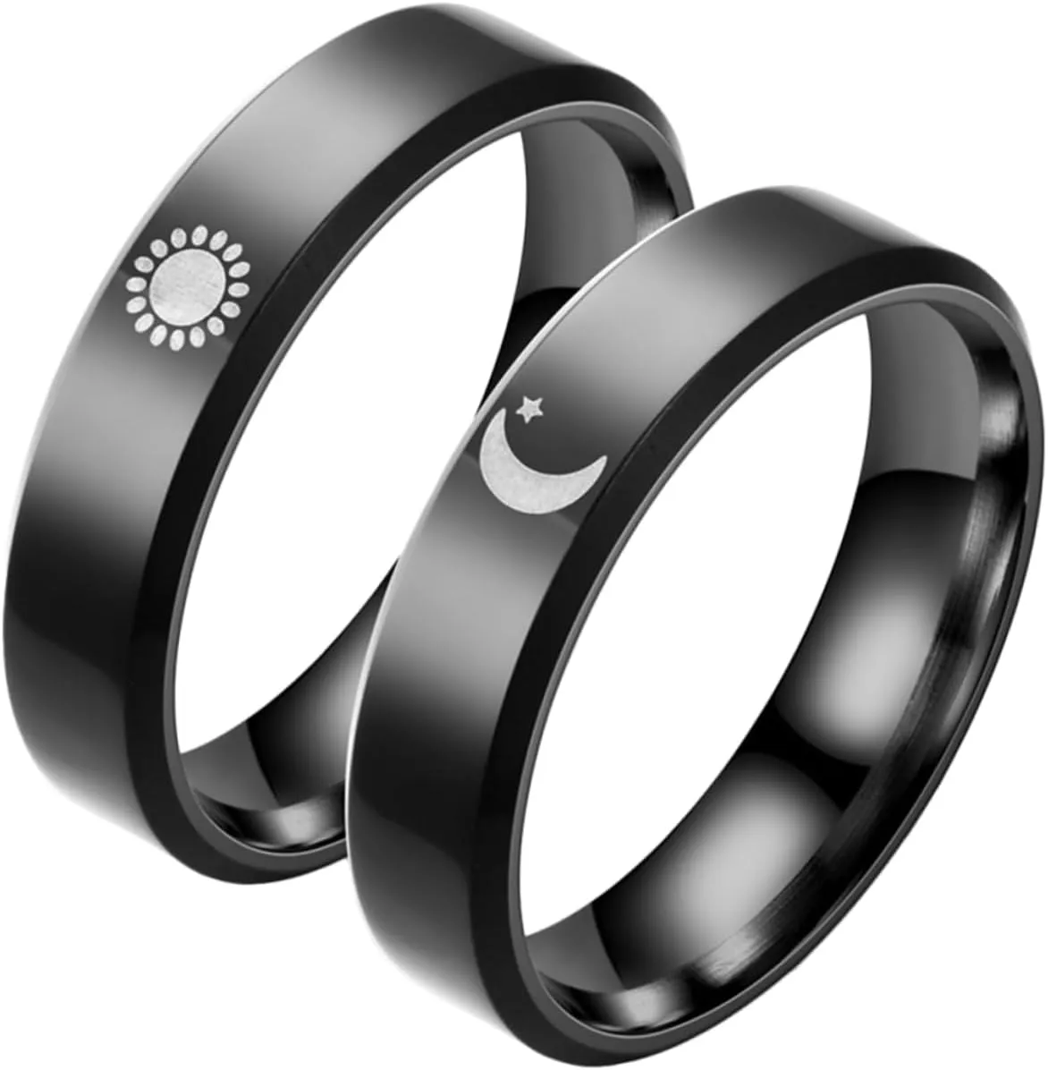 Couples Sun Moon Ring Set Matching Promise Jewelry for Wedding Engagement Anniversary